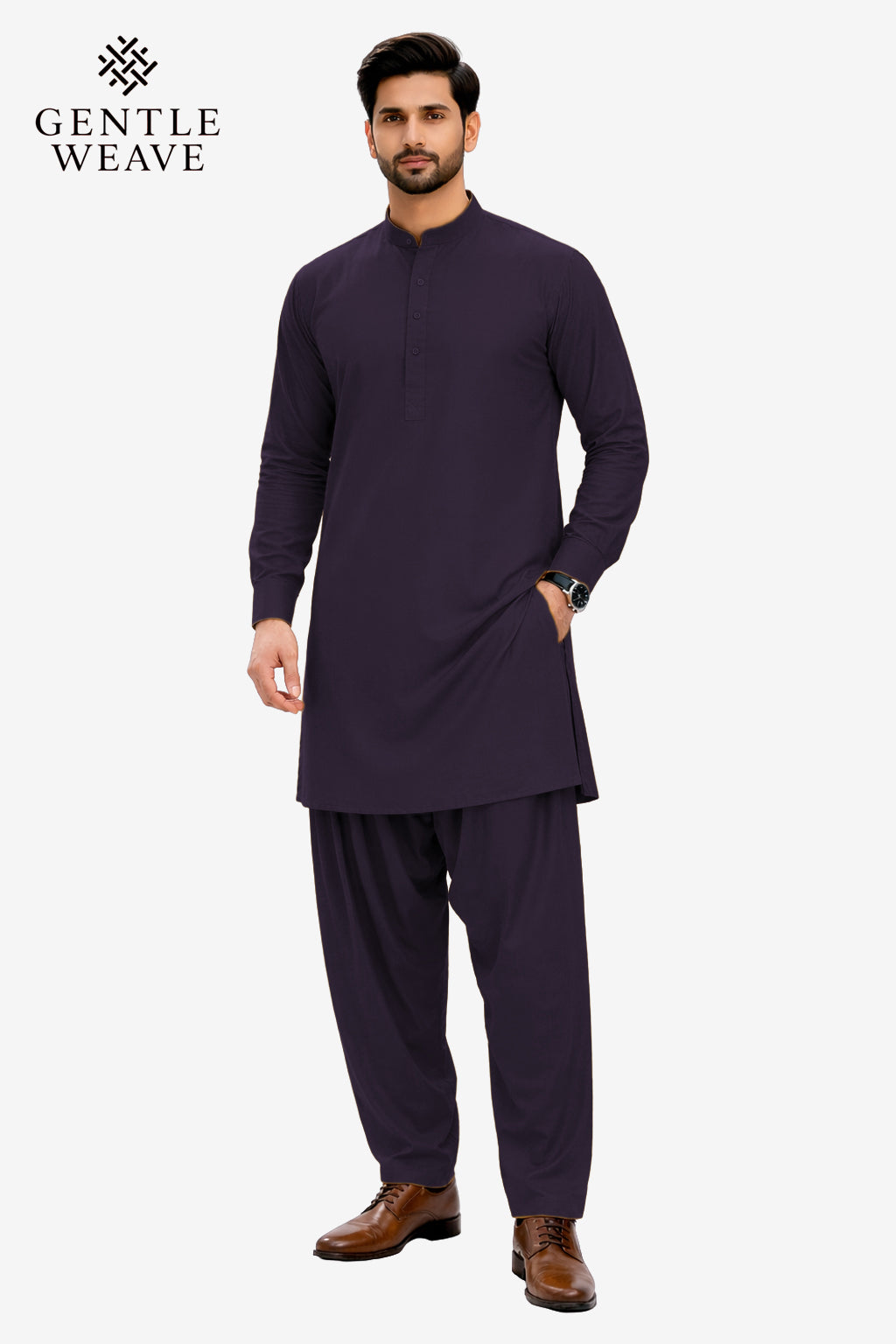 Deep Purple Wash and Wear Men’s Suiting Fabric